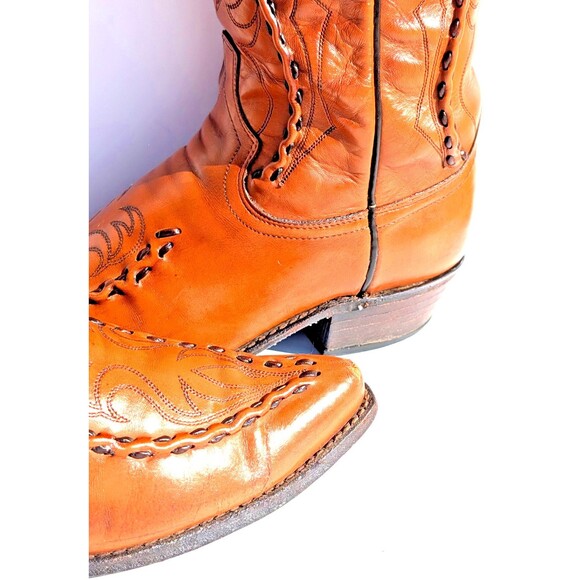 Men\'s Size 8 Dan Post 6678 Deertan Buck Lace Brown Leather Cowboy Boots main image 7